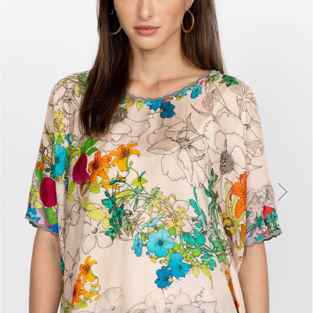 Johnny Was Sequence Halsey Silk Top Size Large 12